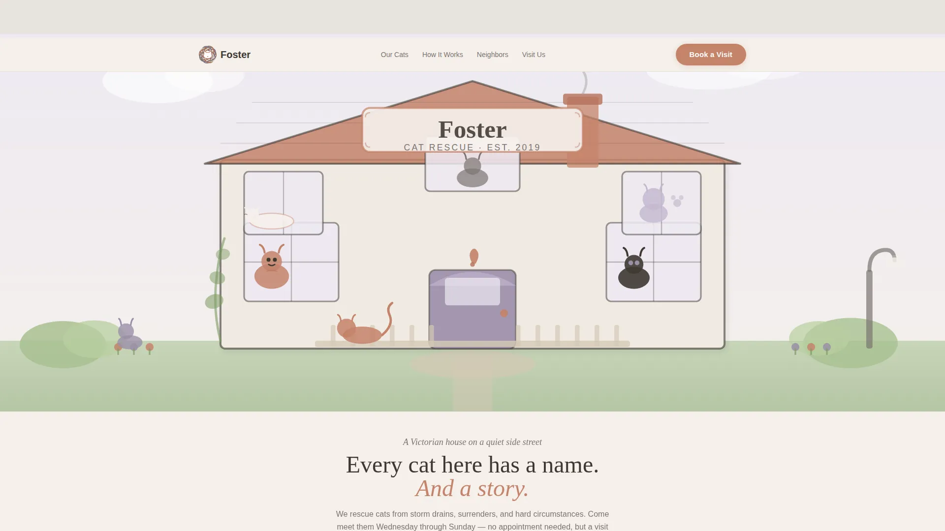 Cat Rescue Landing Page Template | Warm Artisan