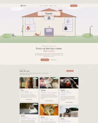 Cat Rescue Landing Page Template | Warm Artisan