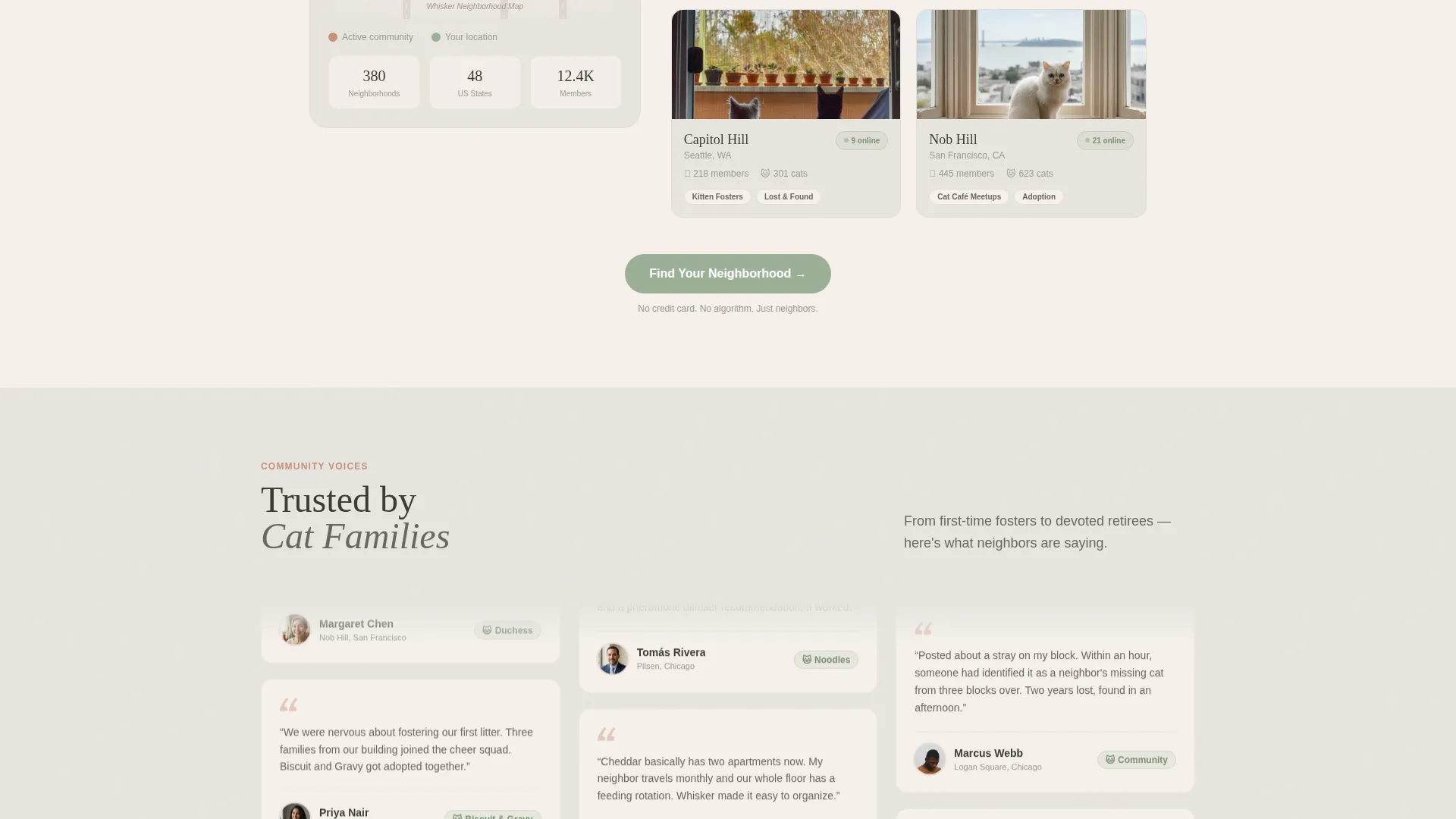Cozy Cat Community Landing Page Template
