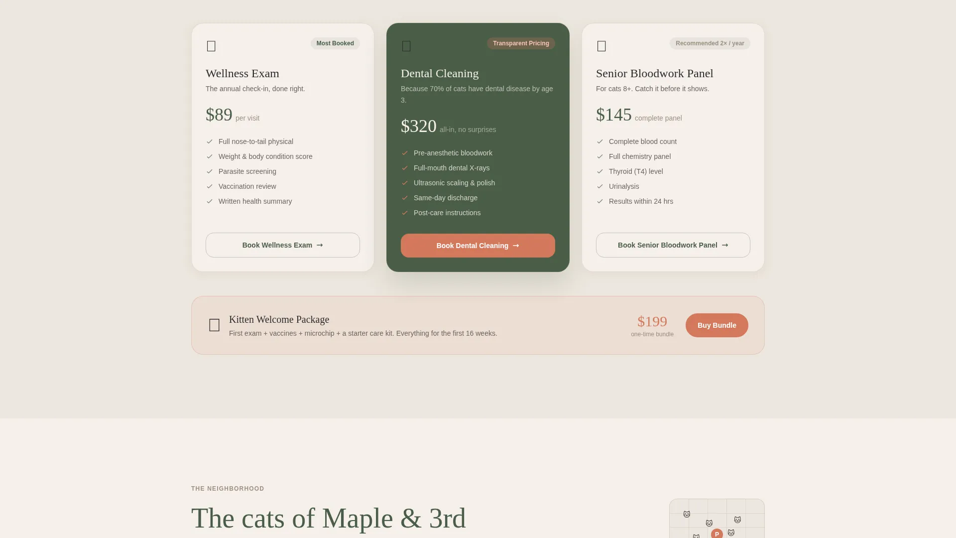 Cat-Only Veterinary Clinic Landing Page Template