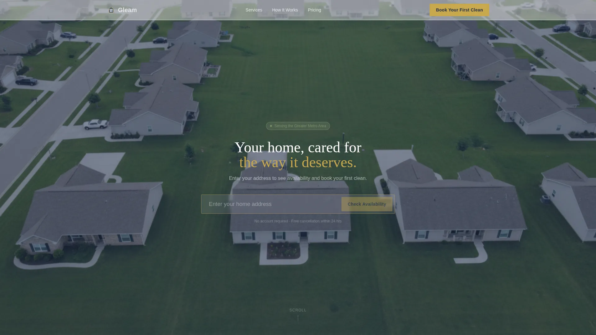 Residential Cleaning Service Booking Landing Page