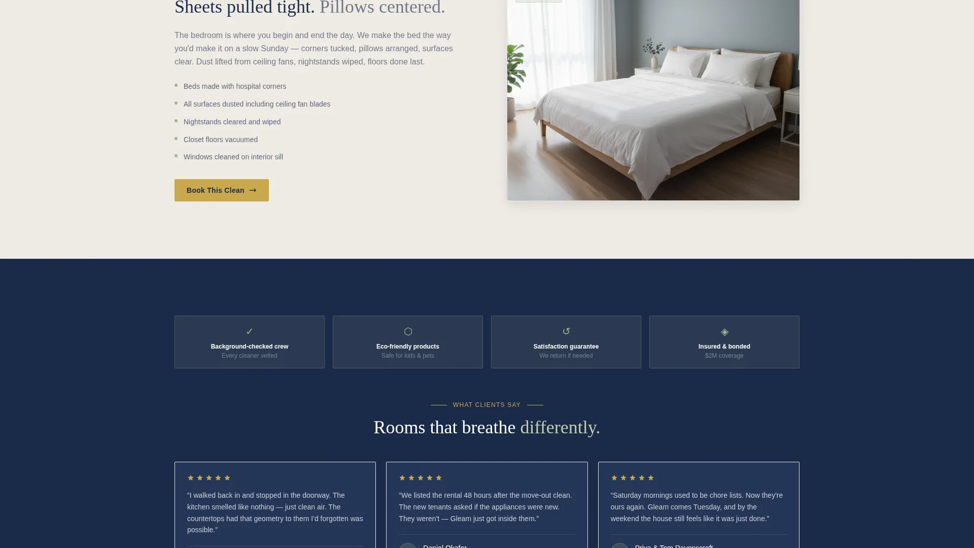 Residential Cleaning Service Booking Landing Page