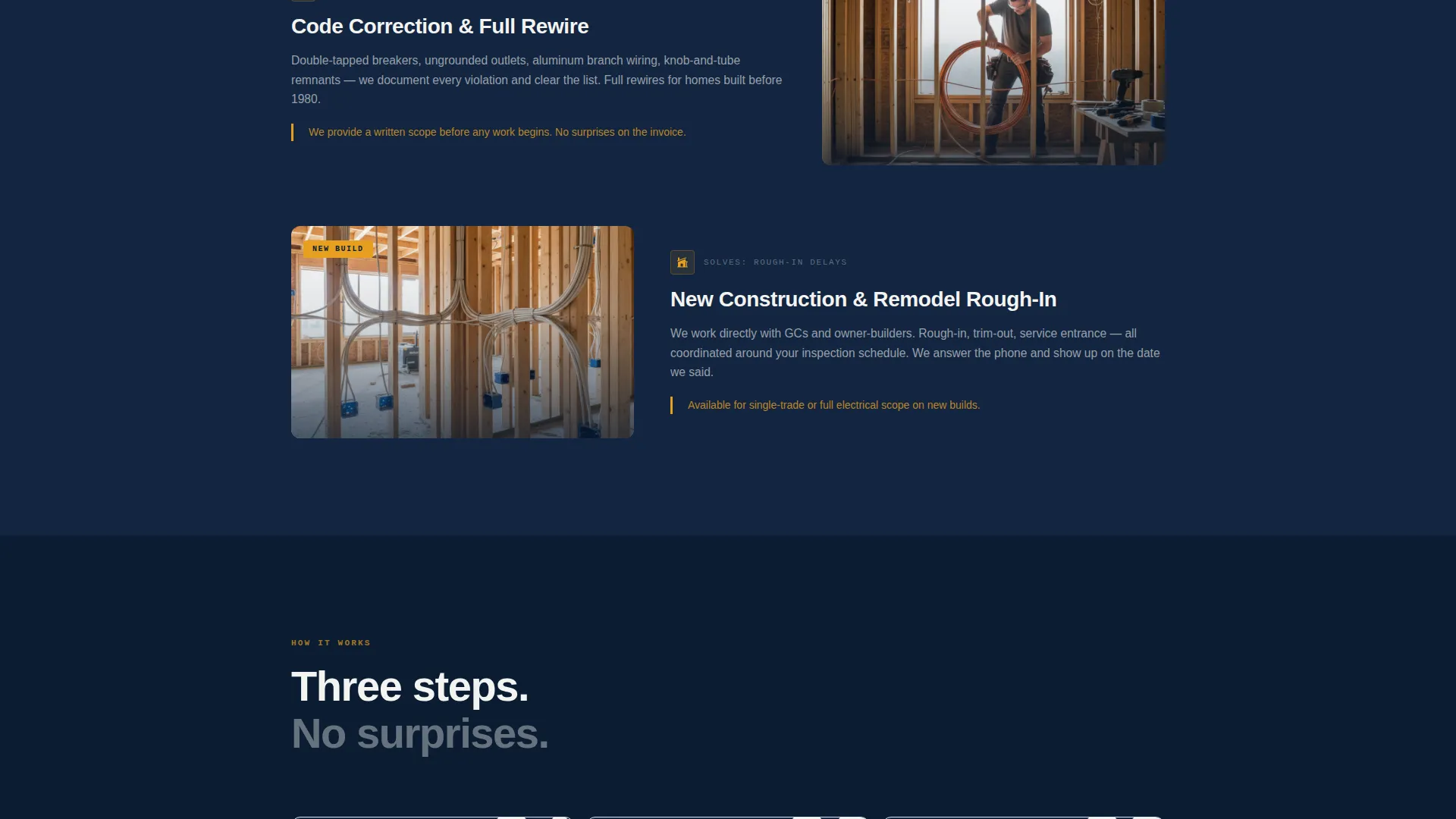 Residential Electrician Booking Landing Page Template