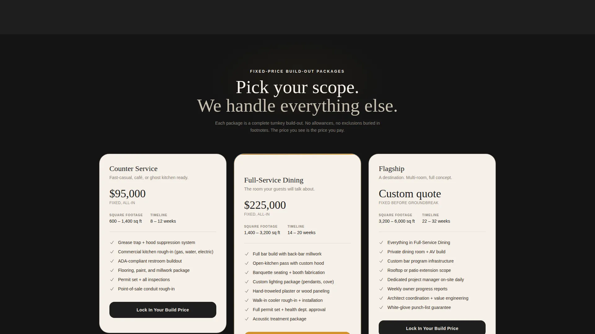 Restaurant & Hospitality Build-Out Landing Page