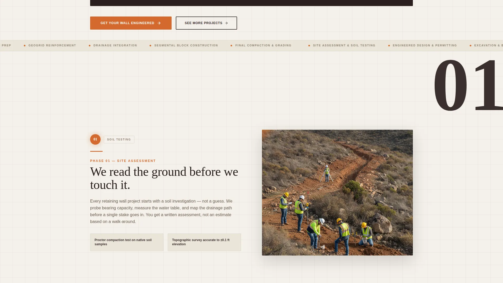Retaining Wall Contractor Landing Page Template