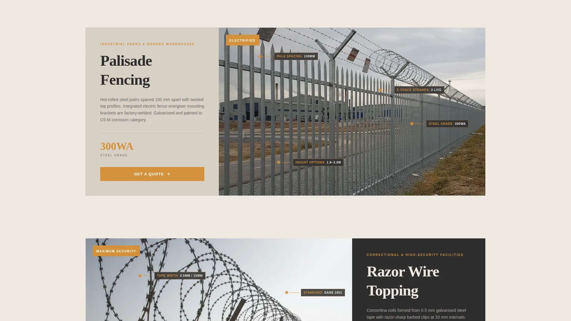 Security Fence & Razor Wire Landing Page Template