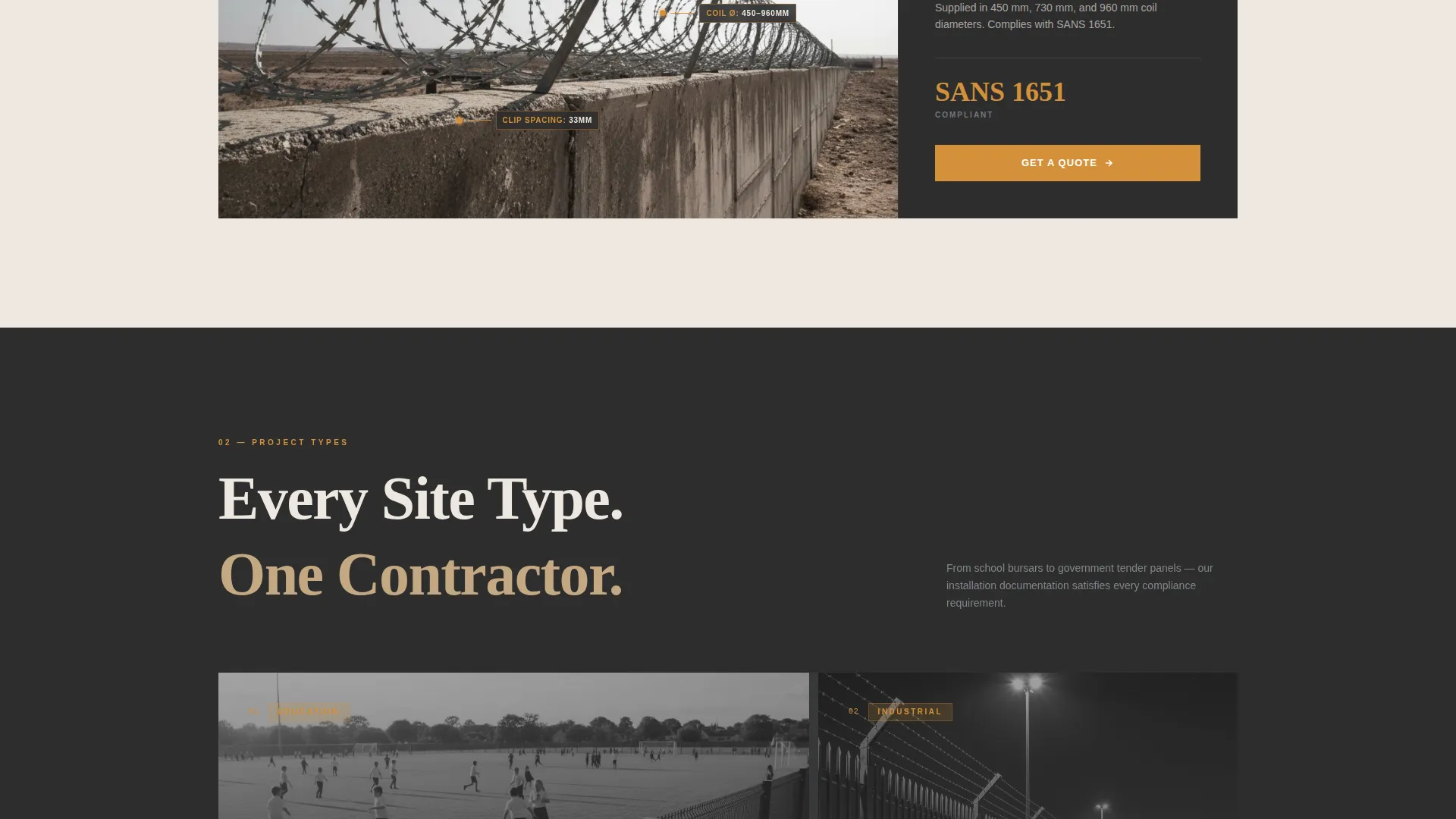 Security Fence & Razor Wire Landing Page Template