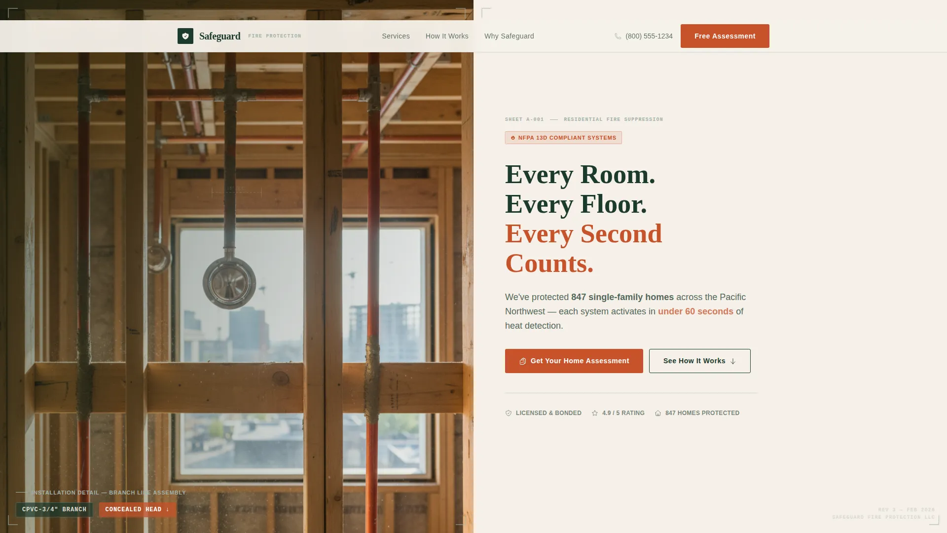 Fire Protection Landing Page Template for Contractors