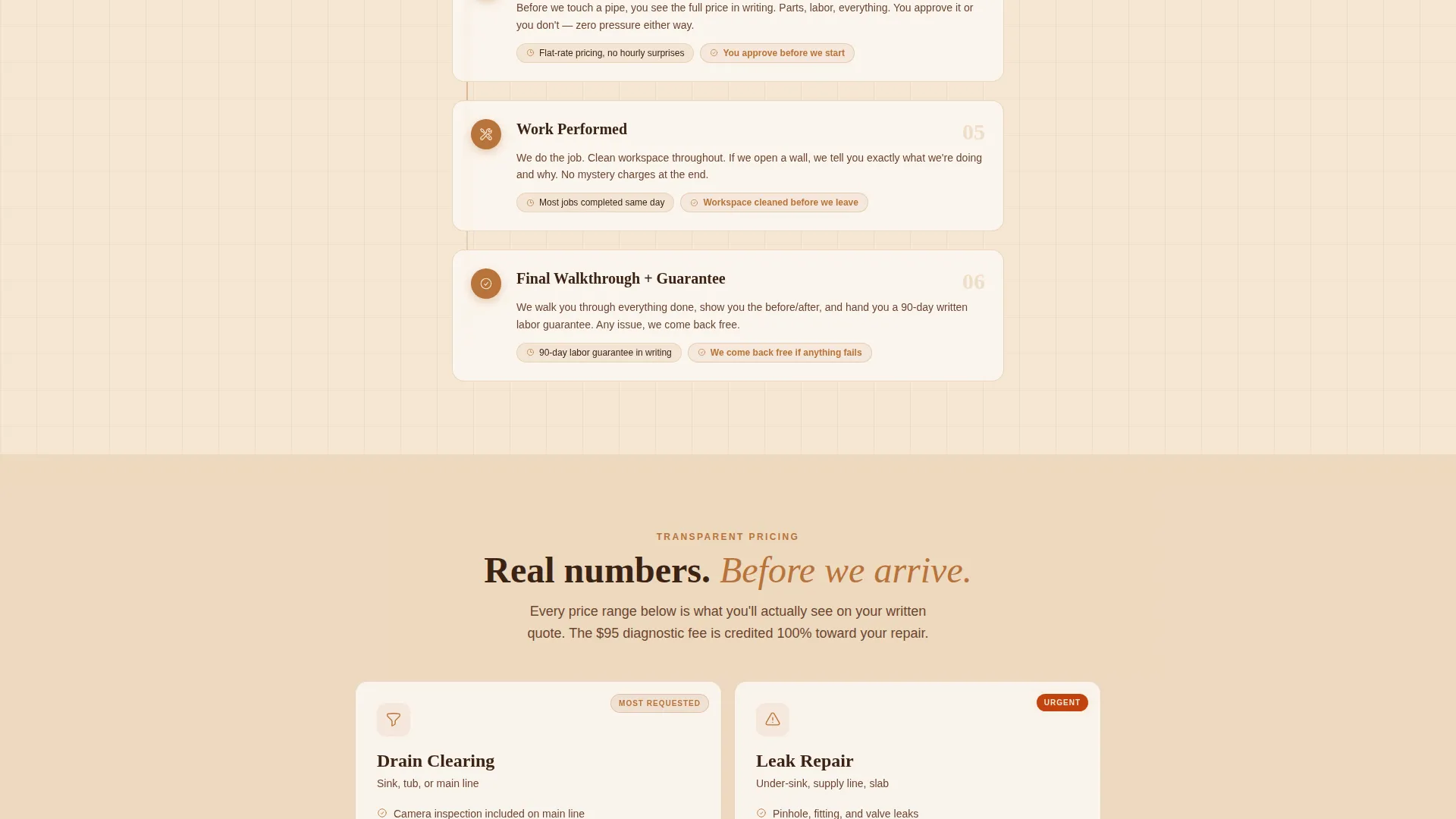 Transparent Plumbing Landing Page Template