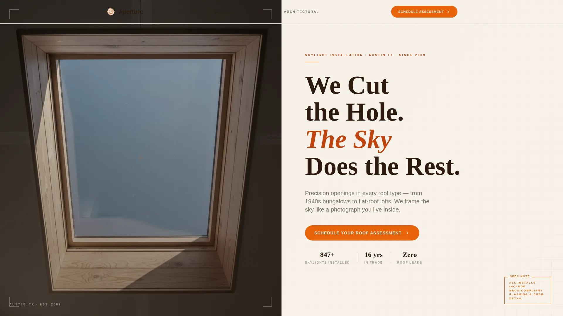 Skylight Installation Landing Page Template