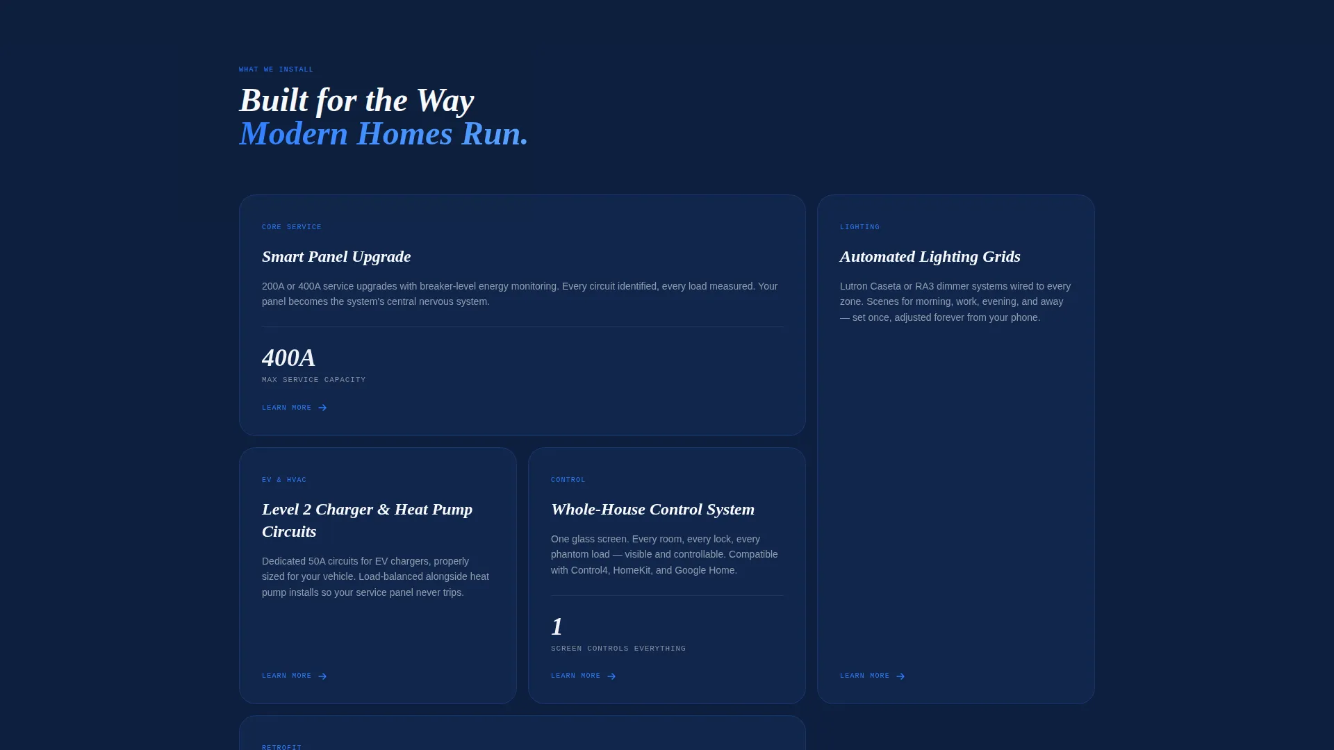 Smart Home Electrical Contractor Landing Page