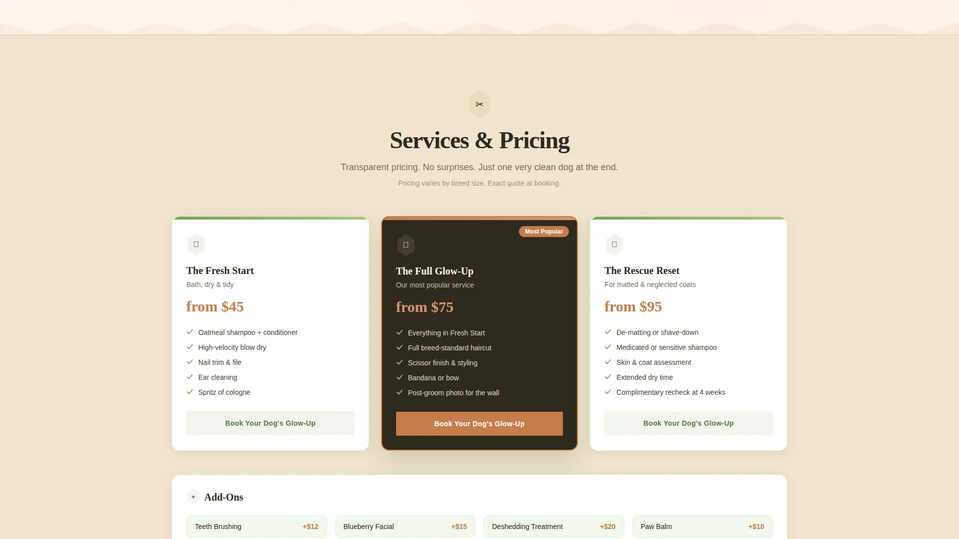 Pet Grooming & Spa Specialist Booking Website Template