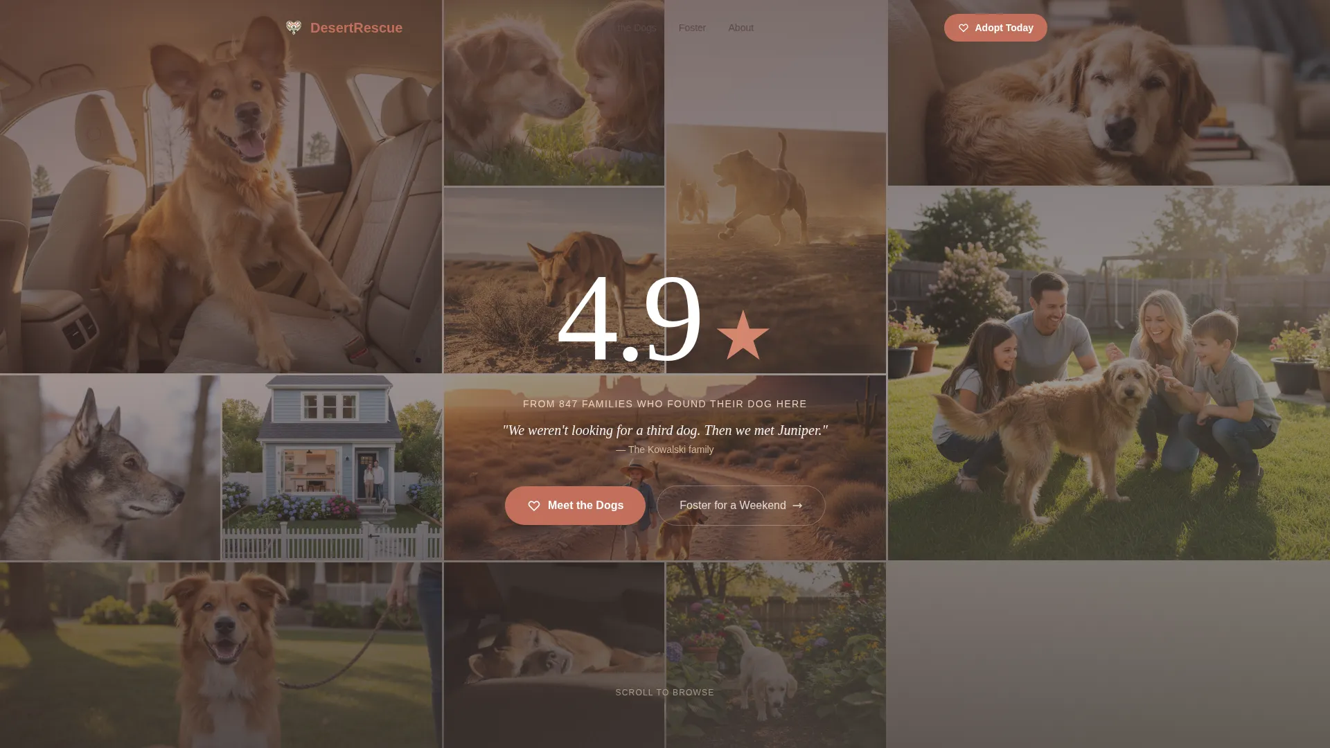 Dog Rescue Gallery & Scheduling Landing Page Template