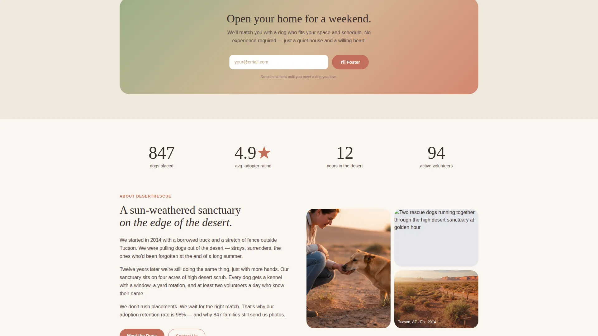 Dog Rescue Gallery & Scheduling Landing Page Template