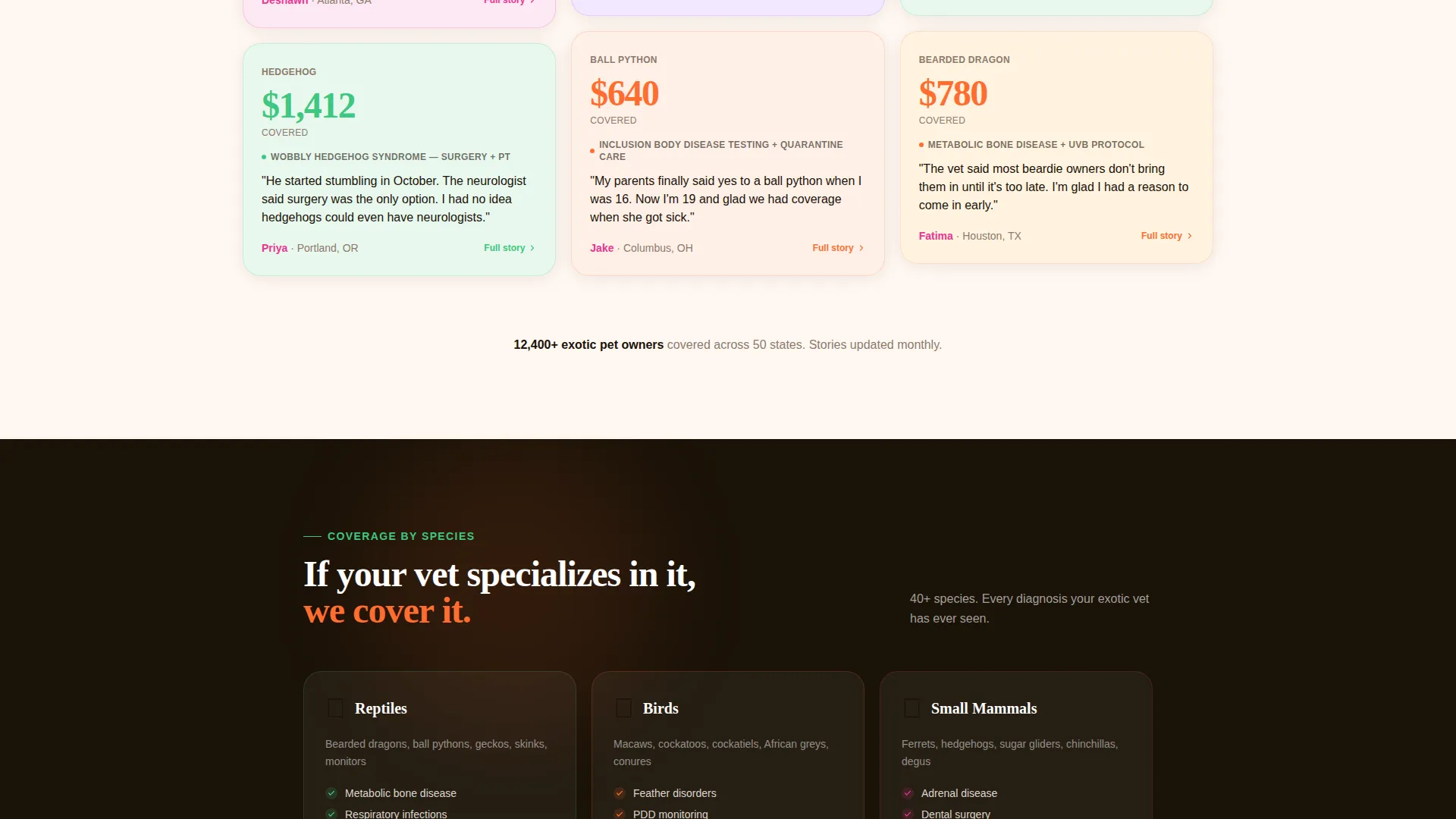 Exotic Pet Insurance Landing Page Template
