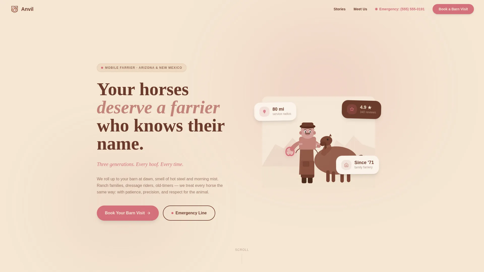Farrier Landing Page Template | Desert Rose Design