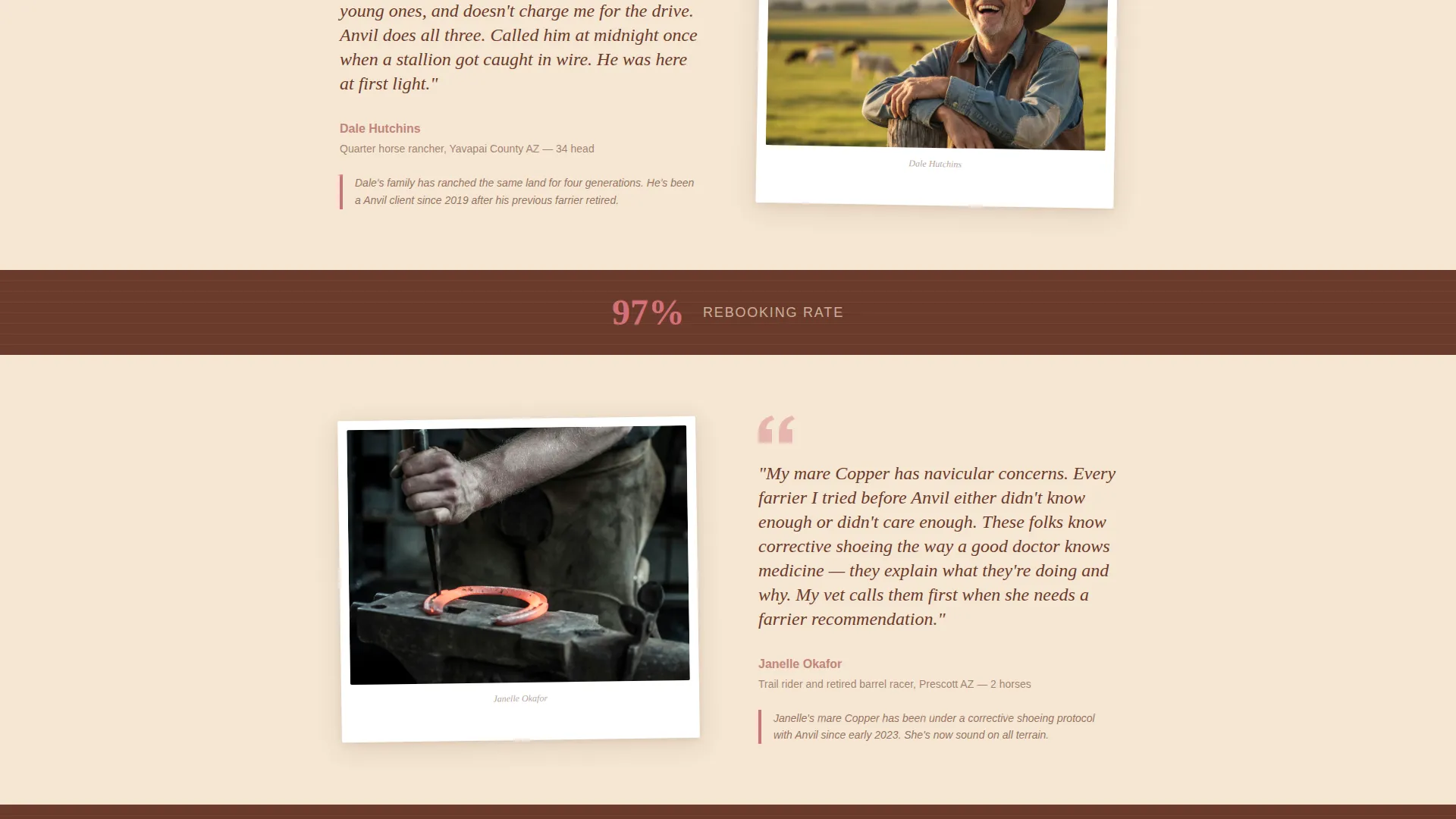 Farrier Landing Page Template | Desert Rose Design