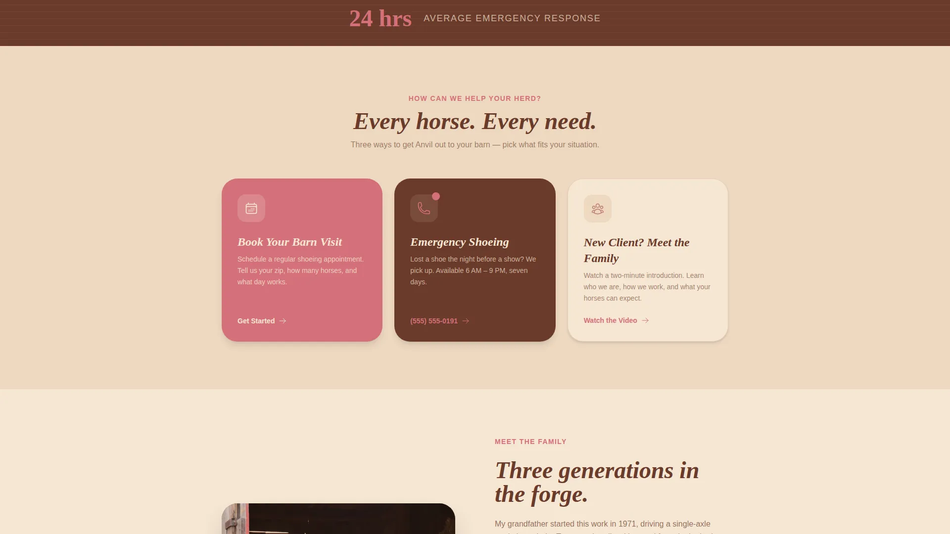 Farrier Landing Page Template | Desert Rose Design