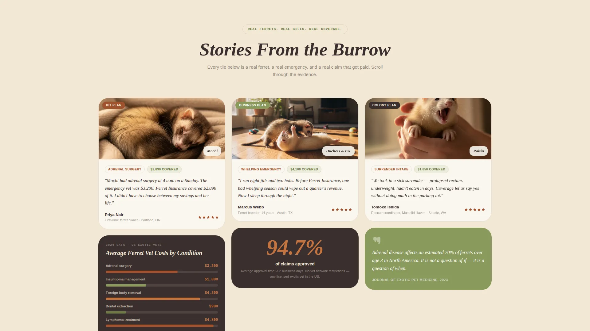 Insurance Landing Page Template - Parchment & Rust