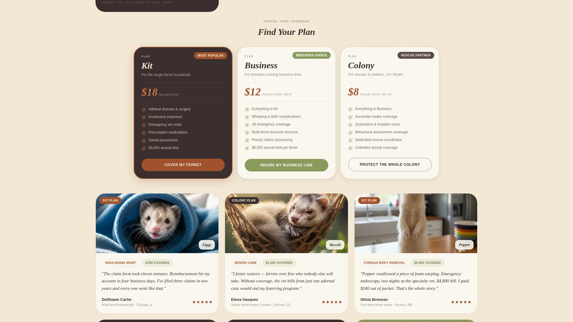Insurance Landing Page Template - Parchment & Rust