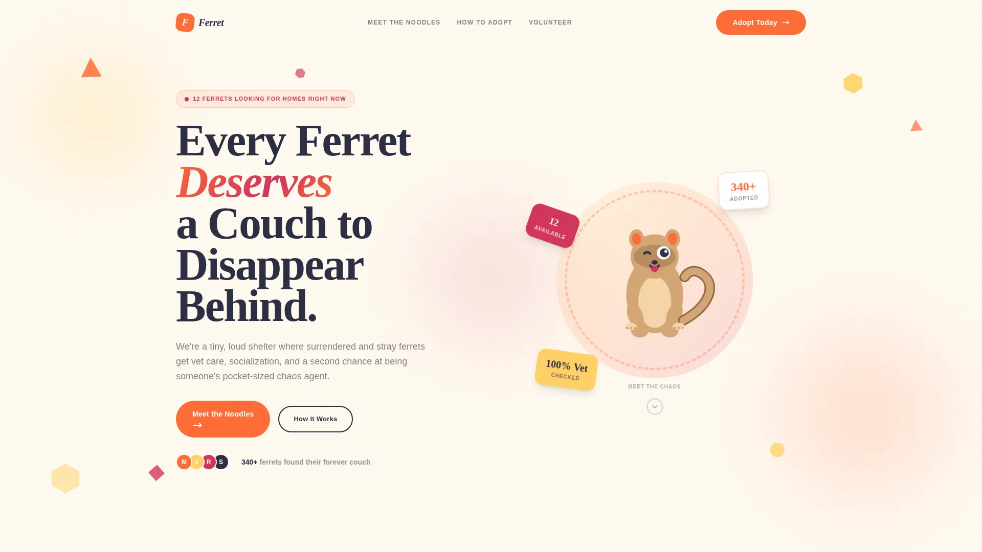 Rescue Landing Page Template - Playful Card Grid