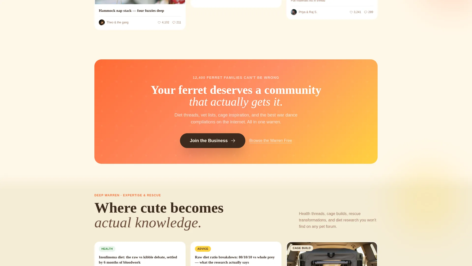 Ferret Community Landing Page Template