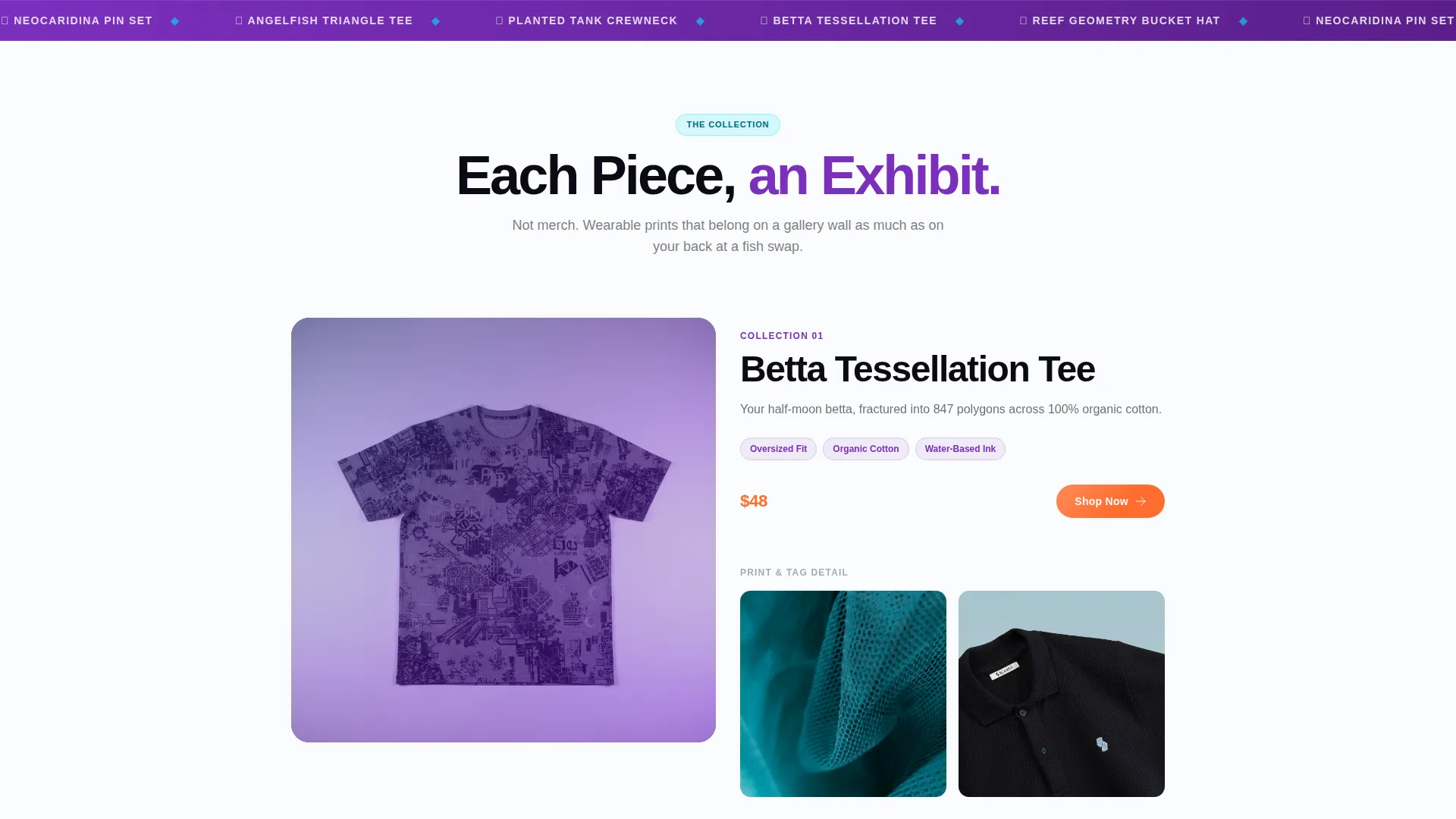 Vivid Aquarium Clothing & Accessories Landing Page