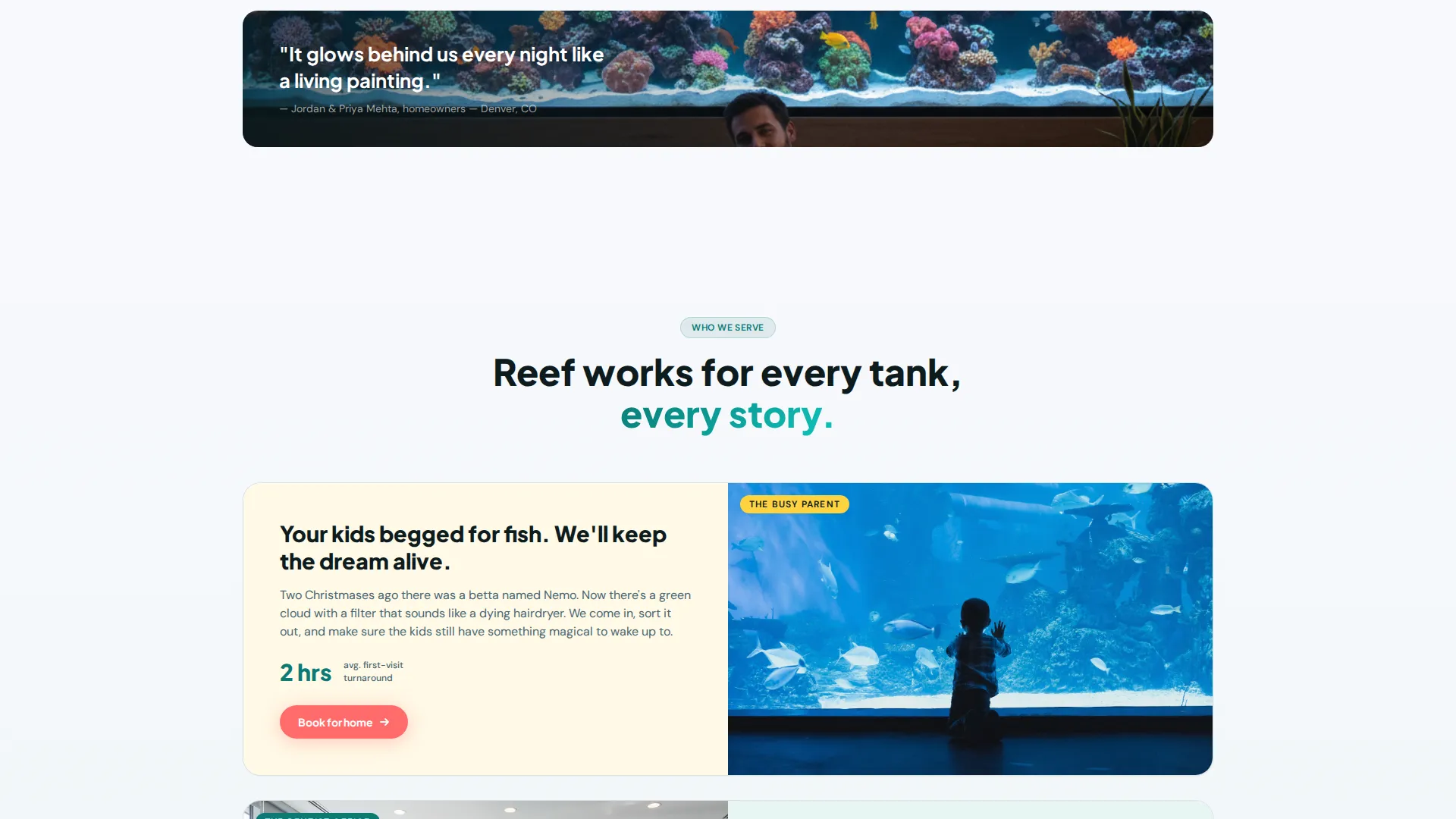 Aquarium Grooming Service Landing Page Template
