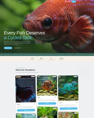 Fish Rescue & Adoption Masonry Landing Page Template