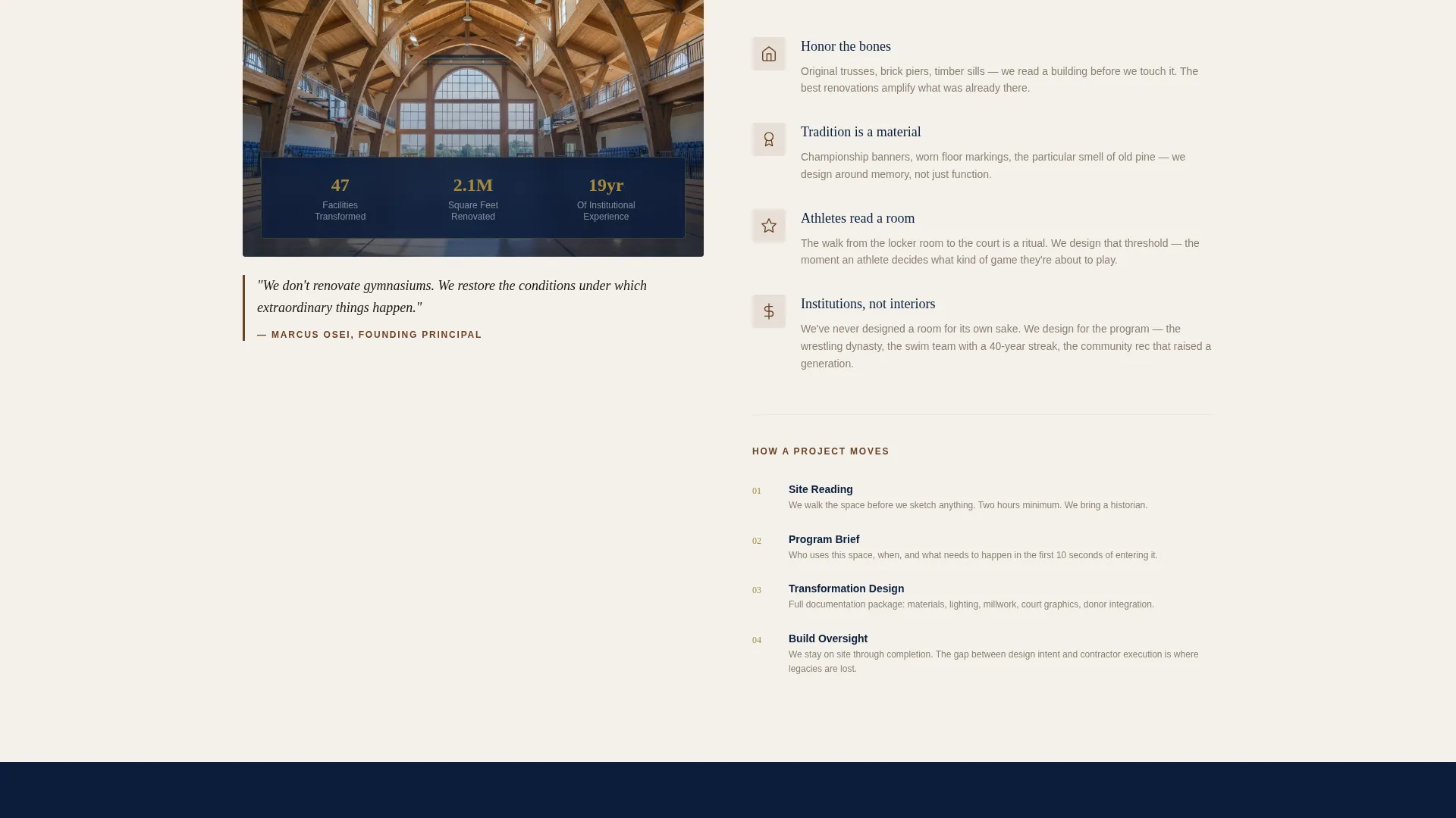 Sports Facility Interior Designer Landing Page