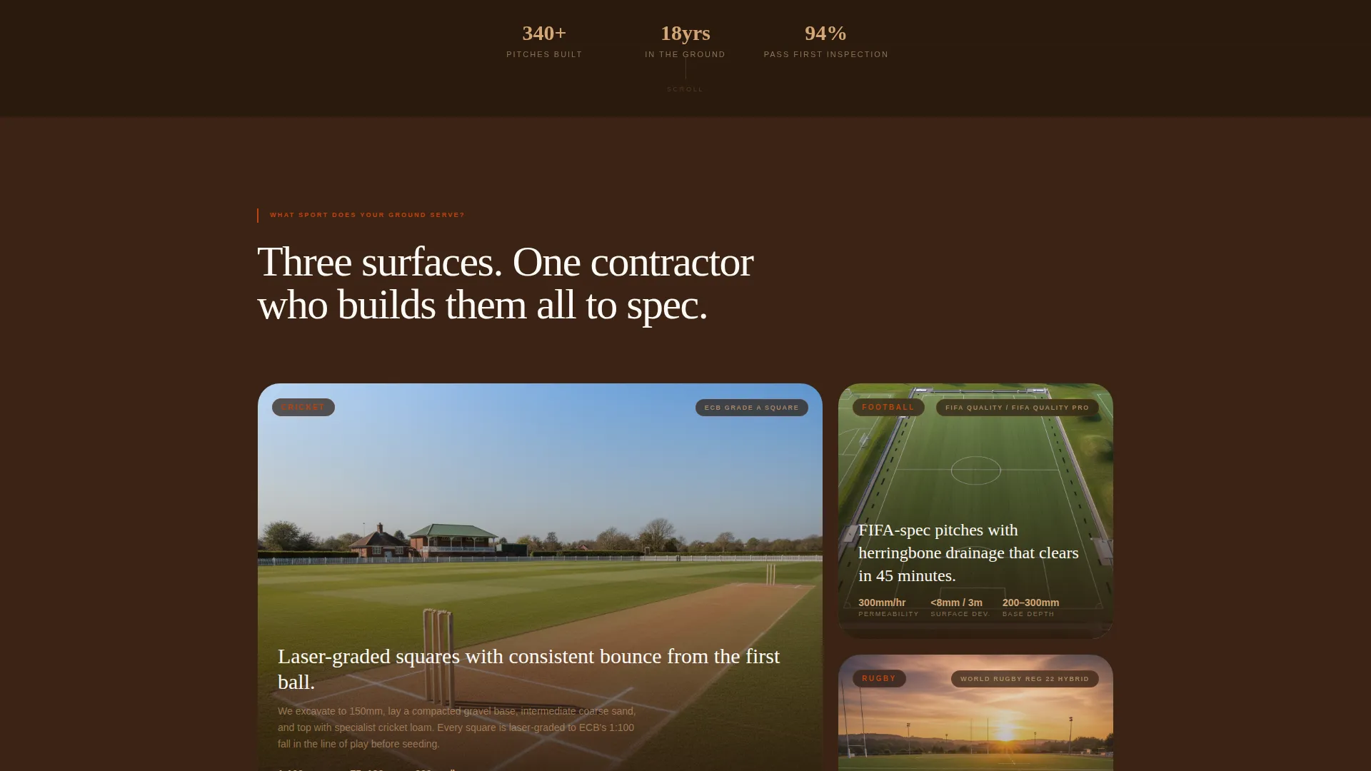 Sports Facility Landscaping Contractor Landing Page