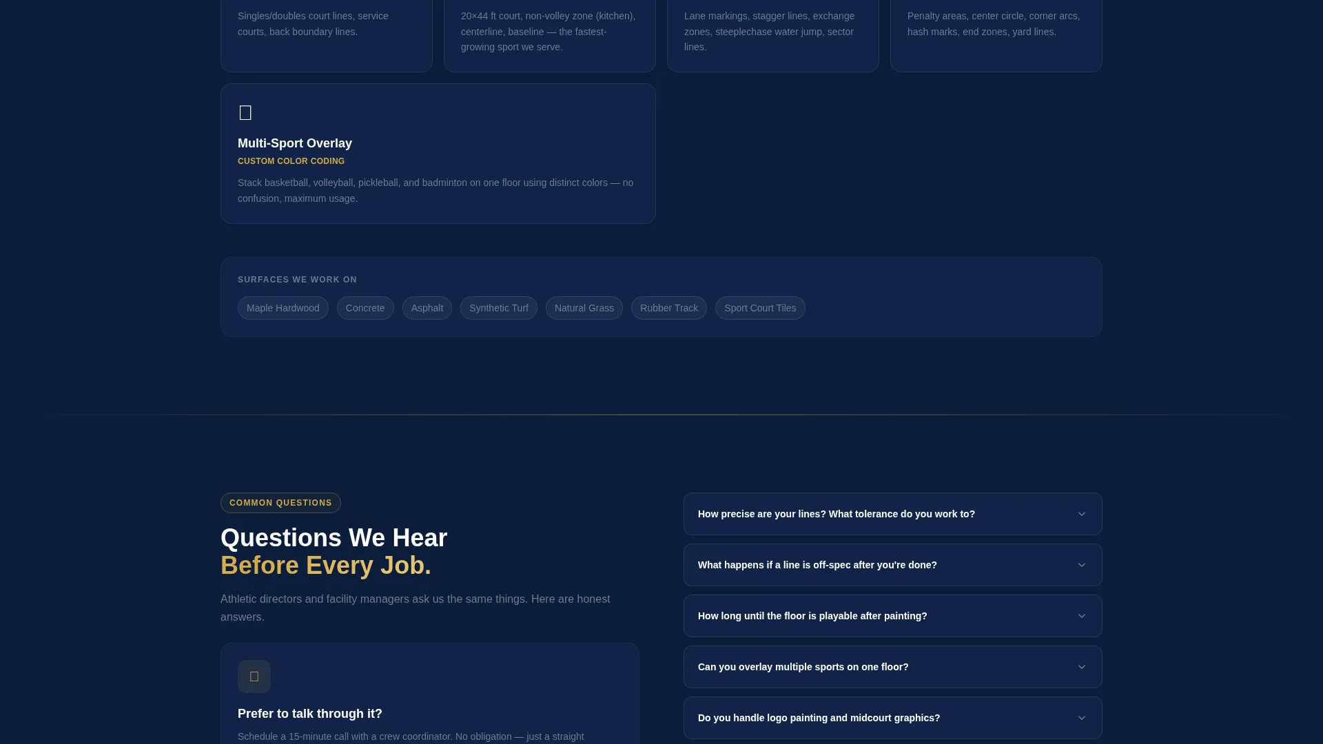 Sports Facility Painting Contractor Landing Page