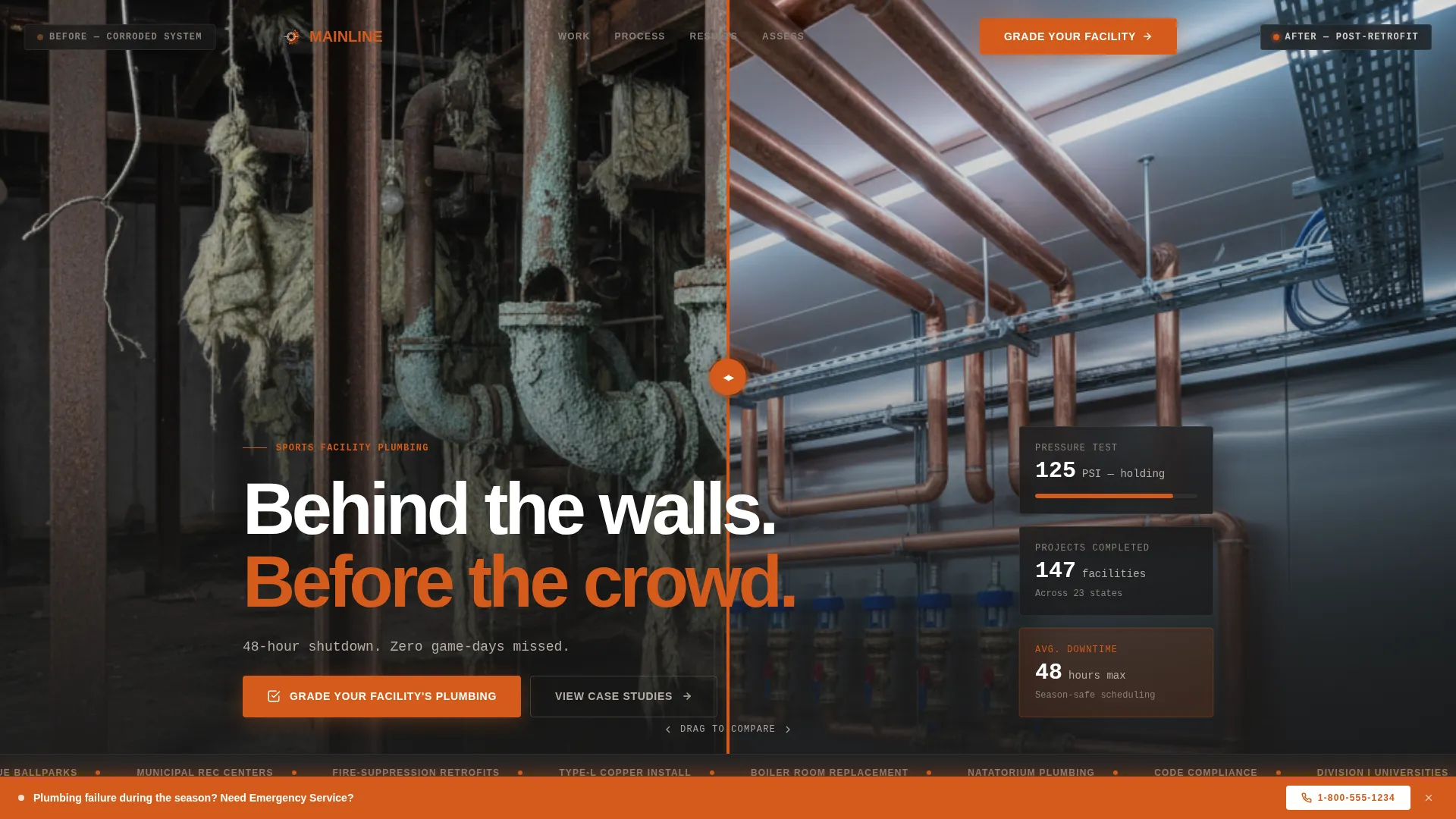 Sports Facility Plumbing Contractor Landing Page