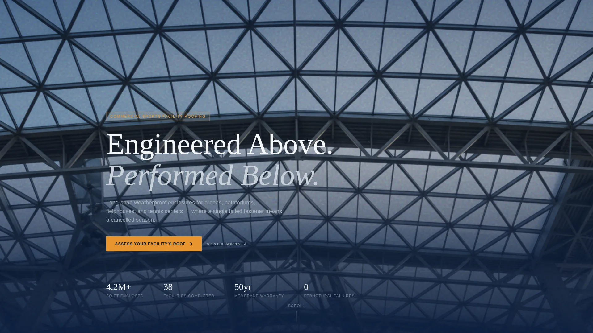 Sports Facility Roofing Contractor Landing Page
