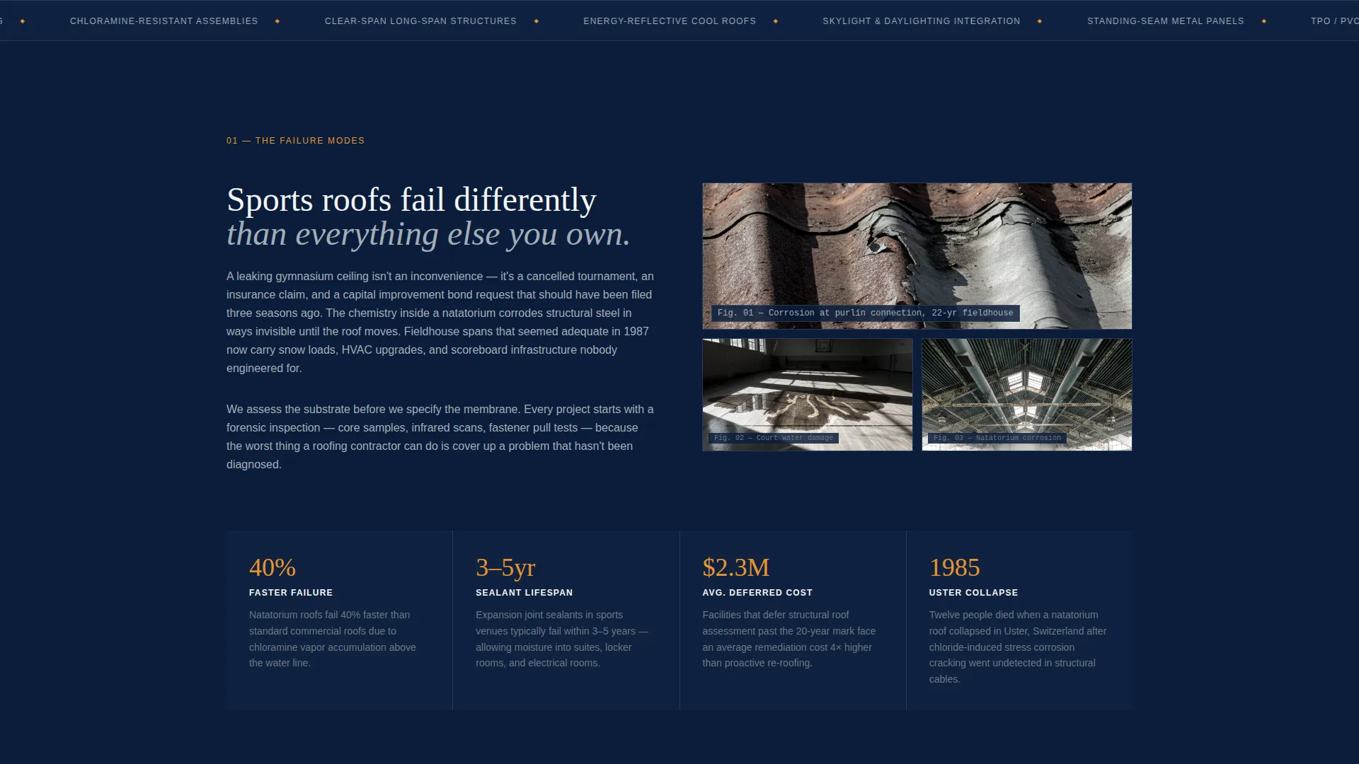 Sports Facility Roofing Contractor Landing Page