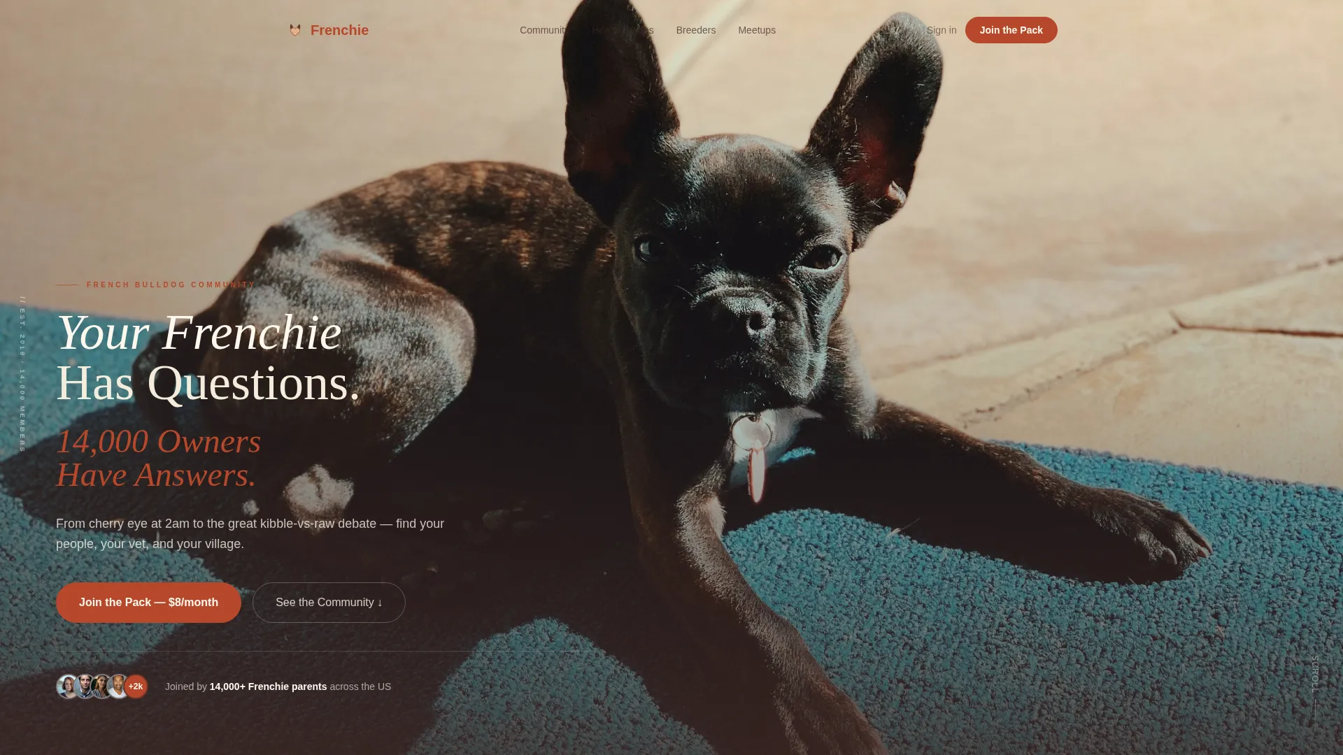 French Bulldog Community Landing Page Template