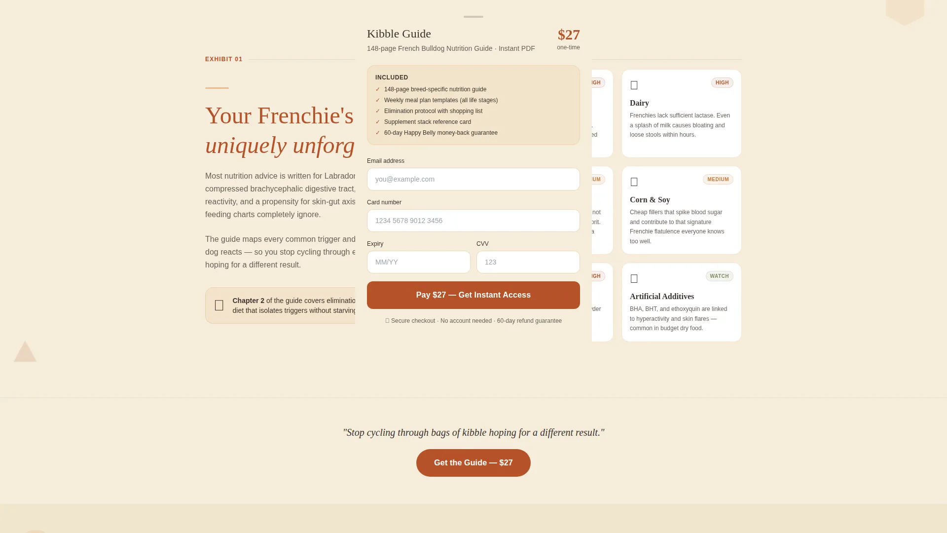 French Bulldog Nutrition Guide Landing Page Template