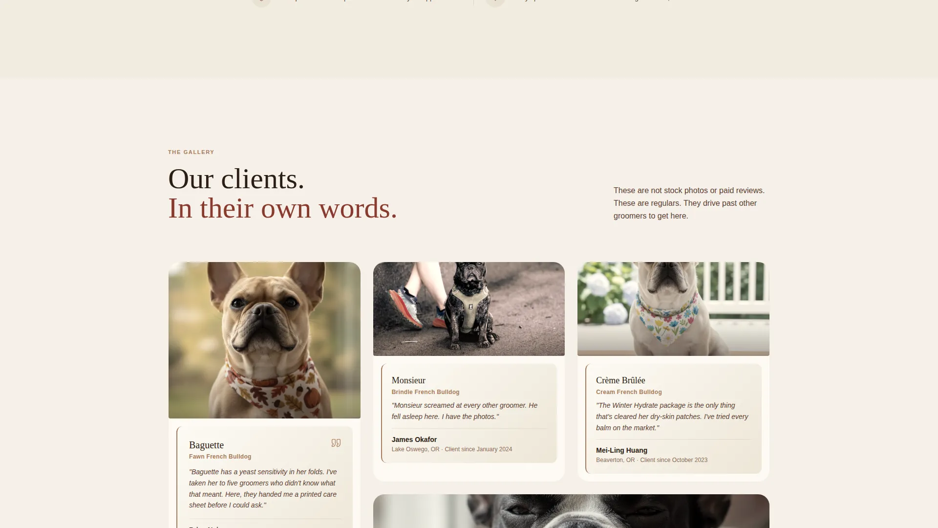 French Bulldog Grooming Specialist Landing Page