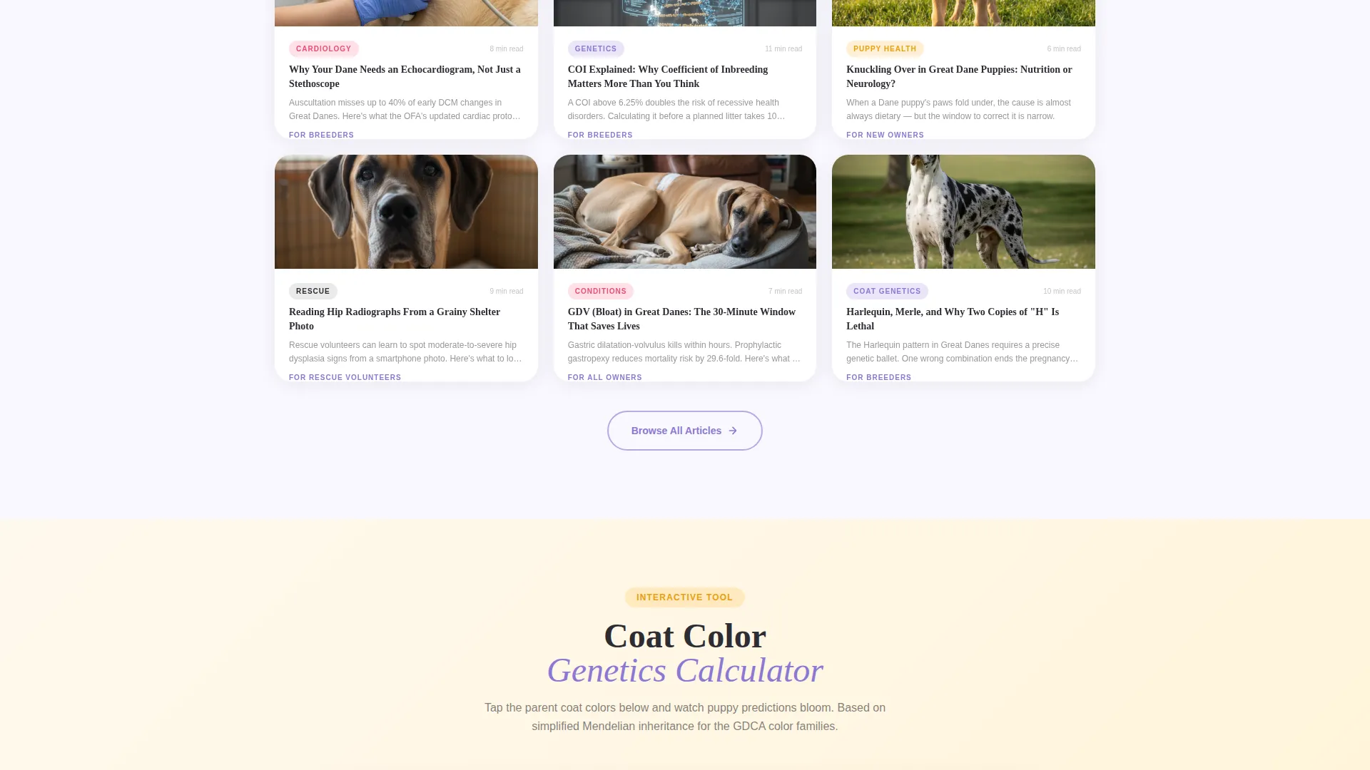 Great Dane Health & Genetics Blog Landing Page