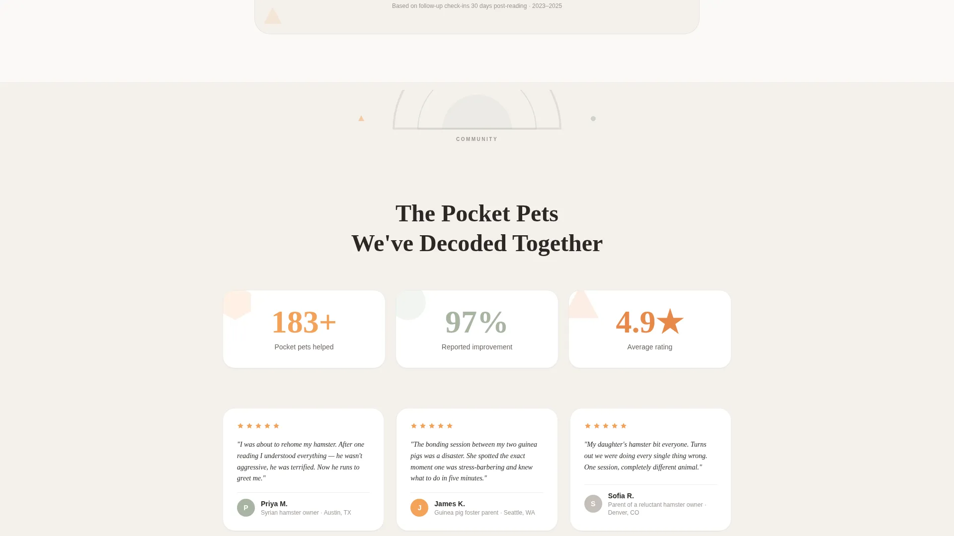 Hamster & Guinea Pig Behavior Consultant Landing Page