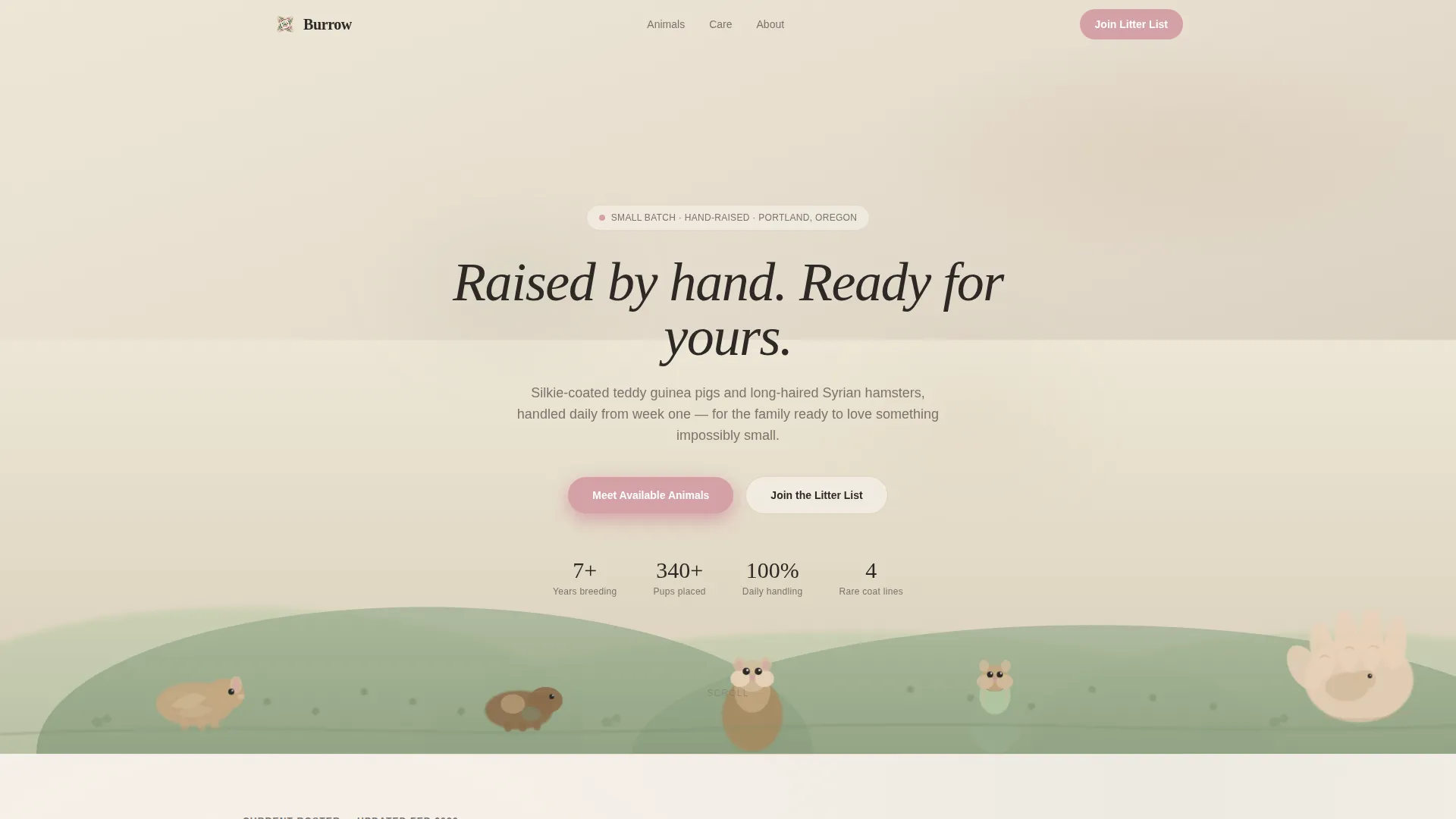 Hamster & Guinea Pig Breeder Landing Page Template