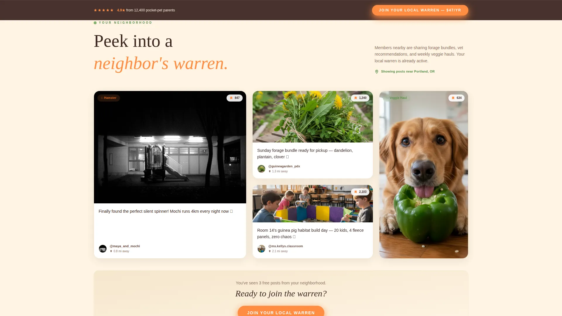 Hamster & Guinea Pig Community Landing Page Template