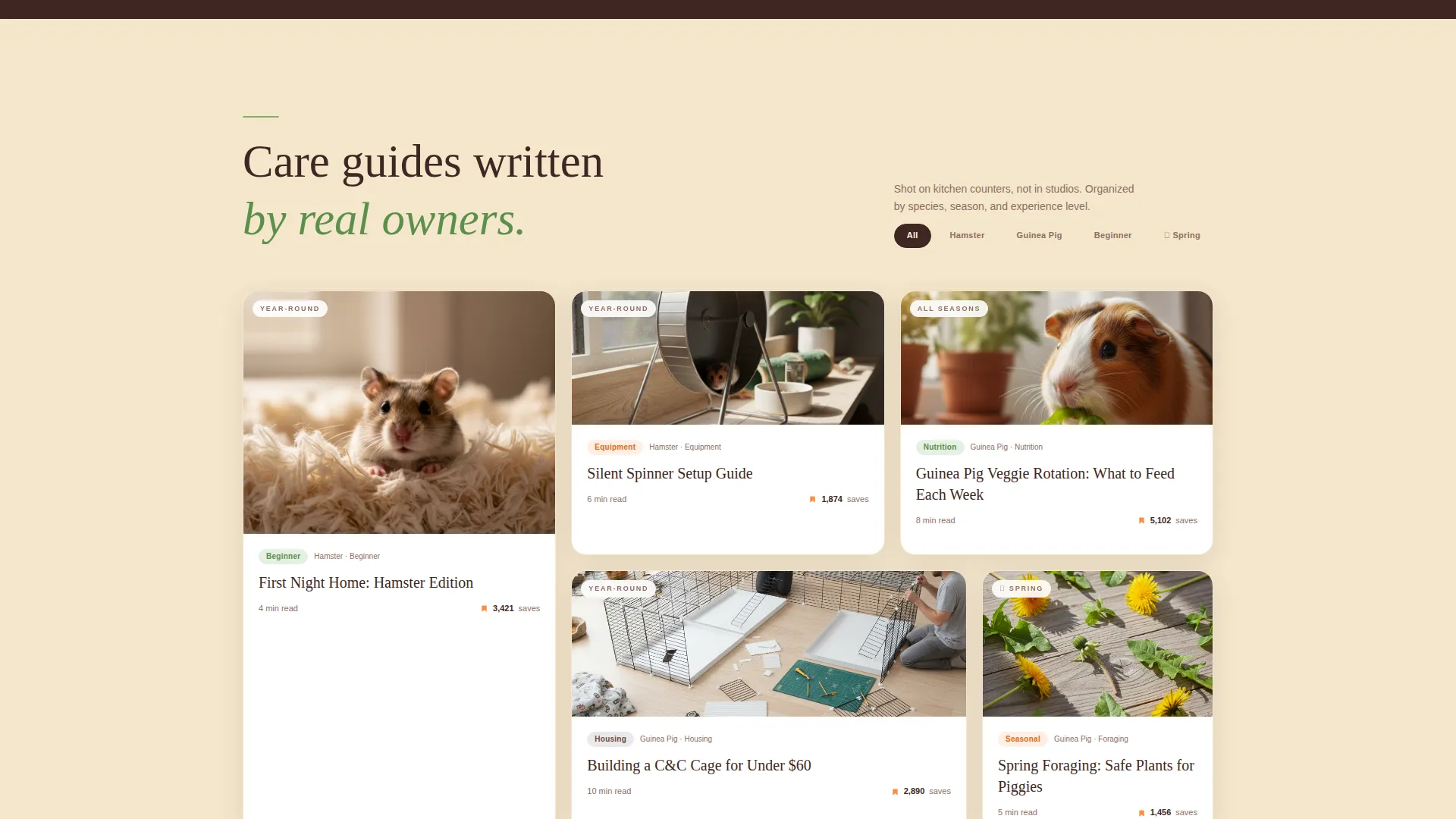 Hamster & Guinea Pig Community Landing Page Template