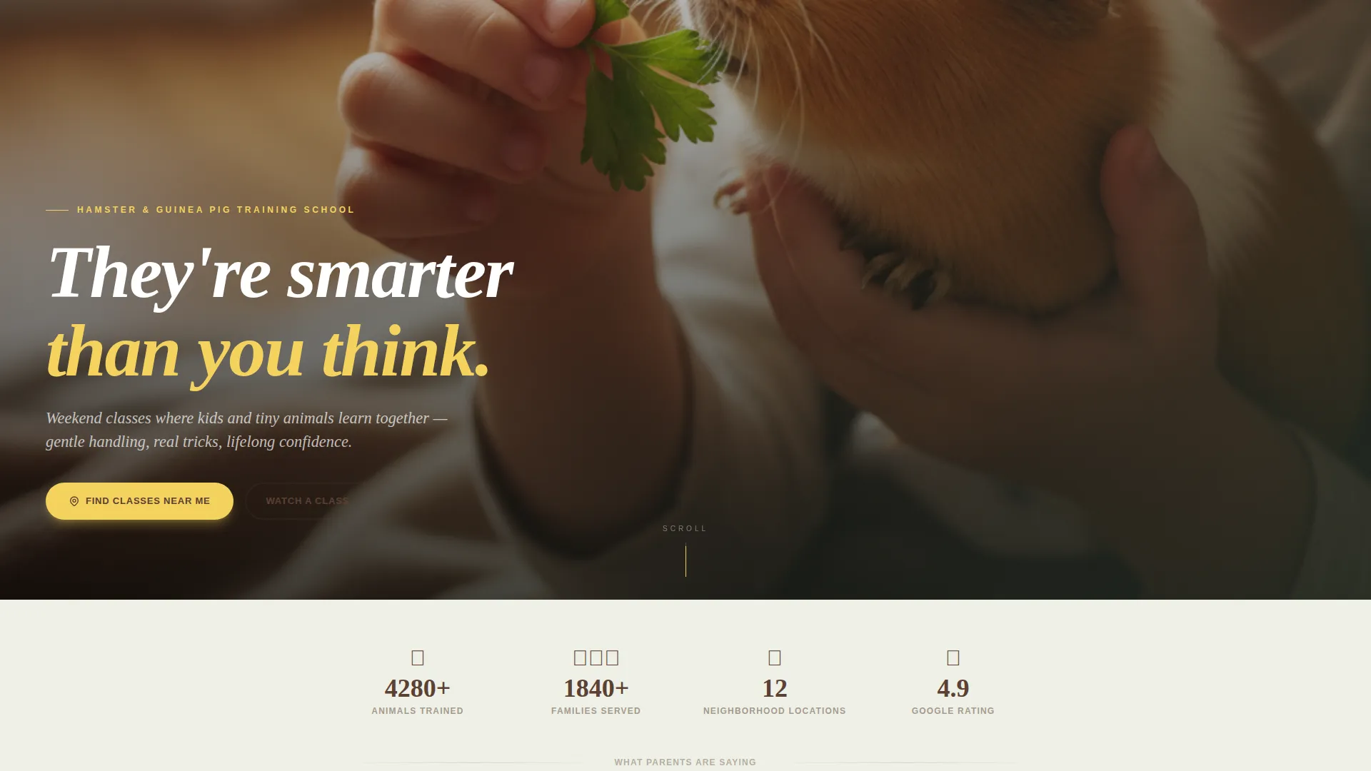 Hamster & Guinea Pig Training Landing Page Template