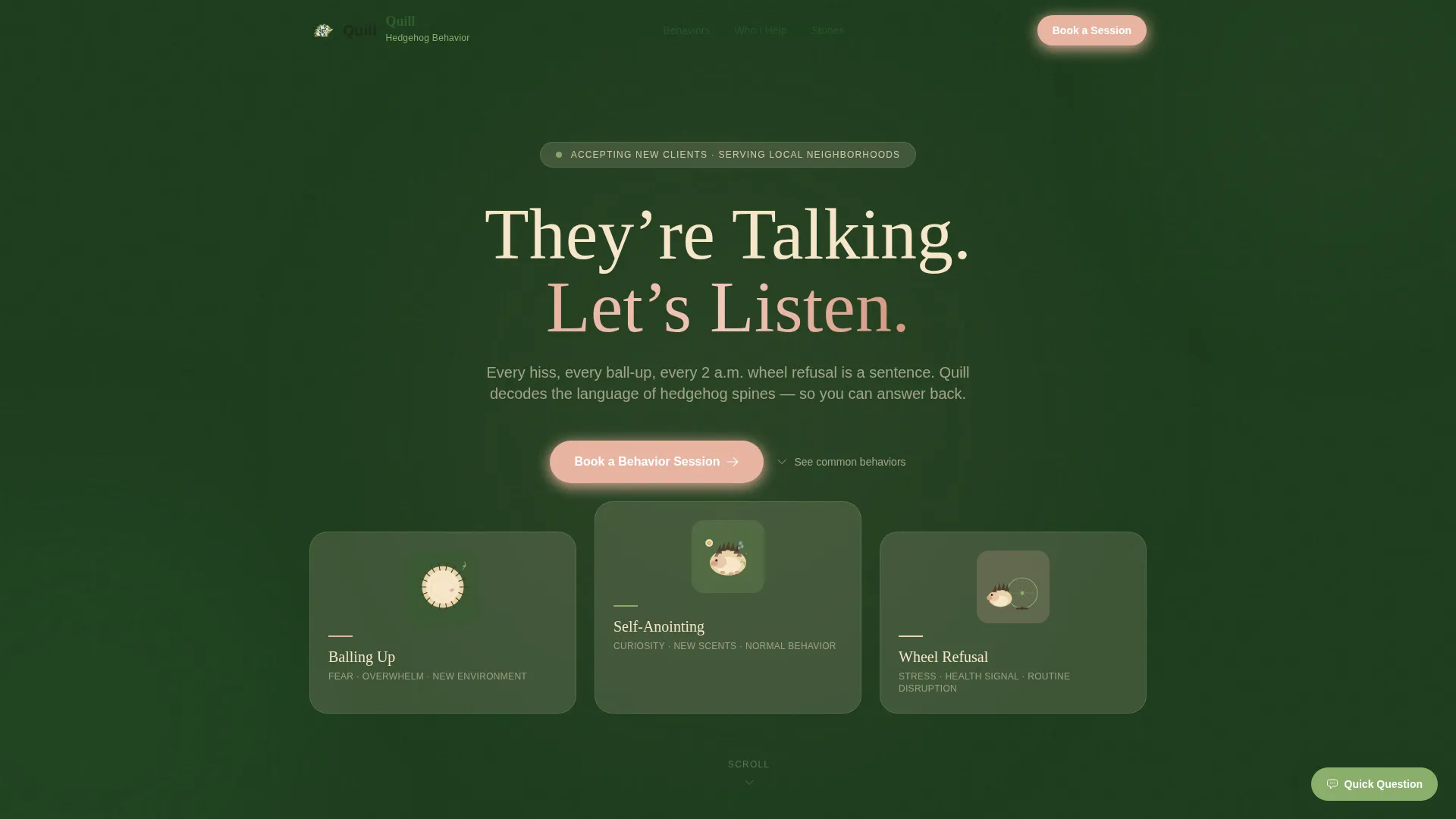 Hedgehog Services Appointment Booking Website Template