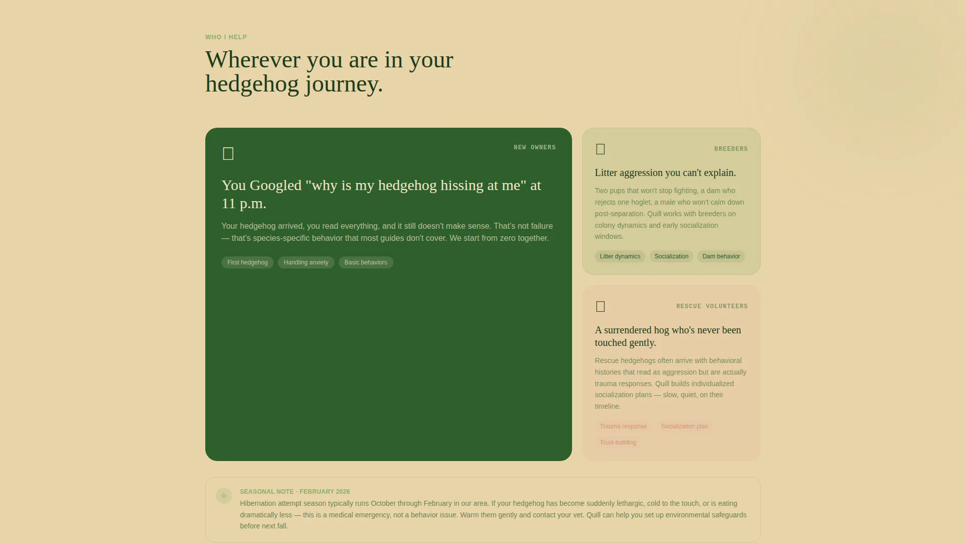Hedgehog Services Appointment Booking Website Template