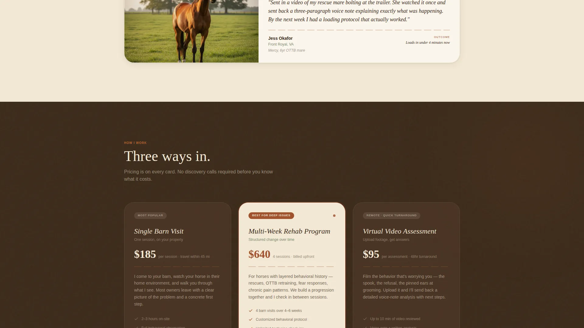 Horse Behavior Consultant Landing Page Template