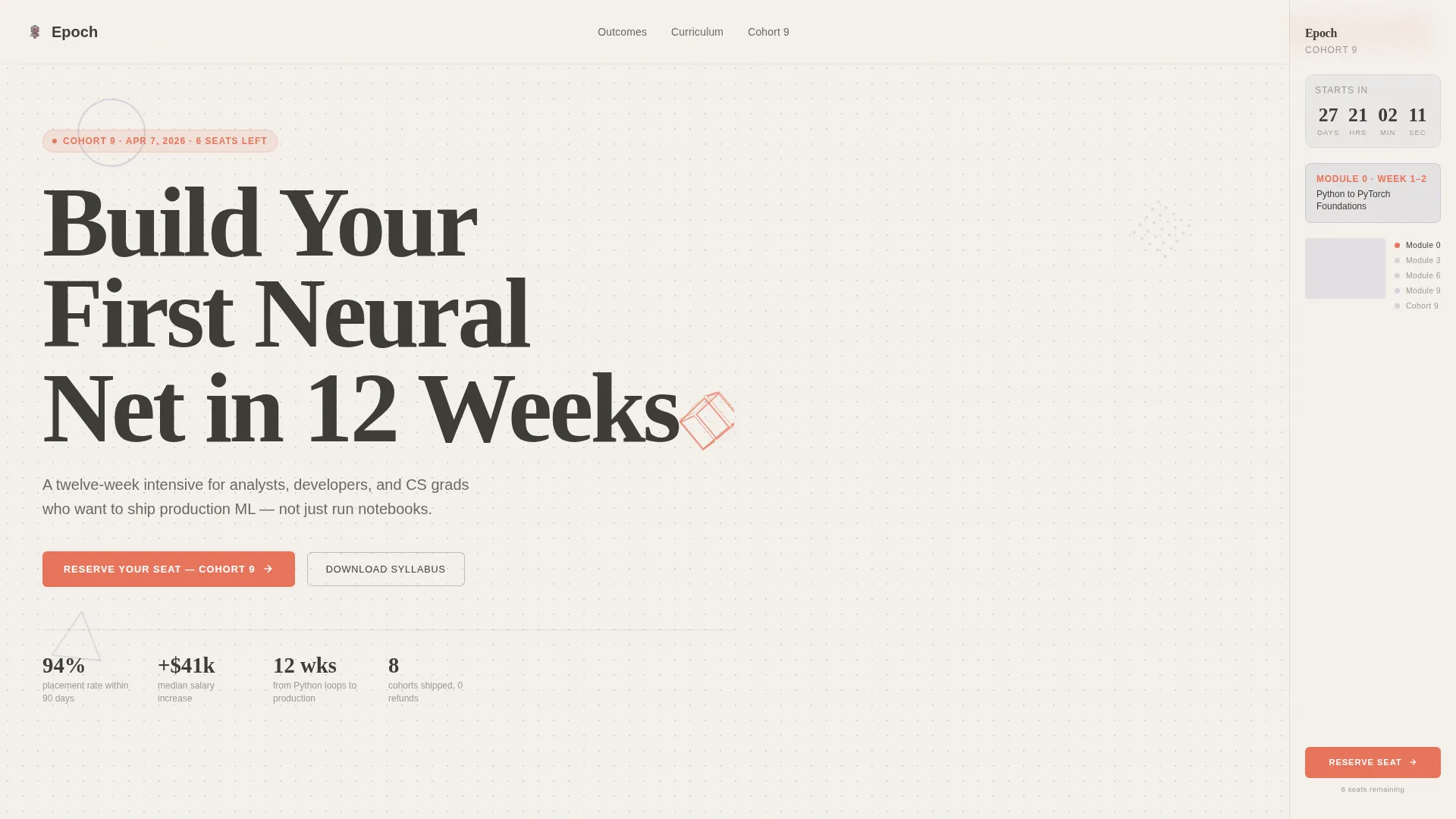 Machine Learning Bootcamp Landing Page Template