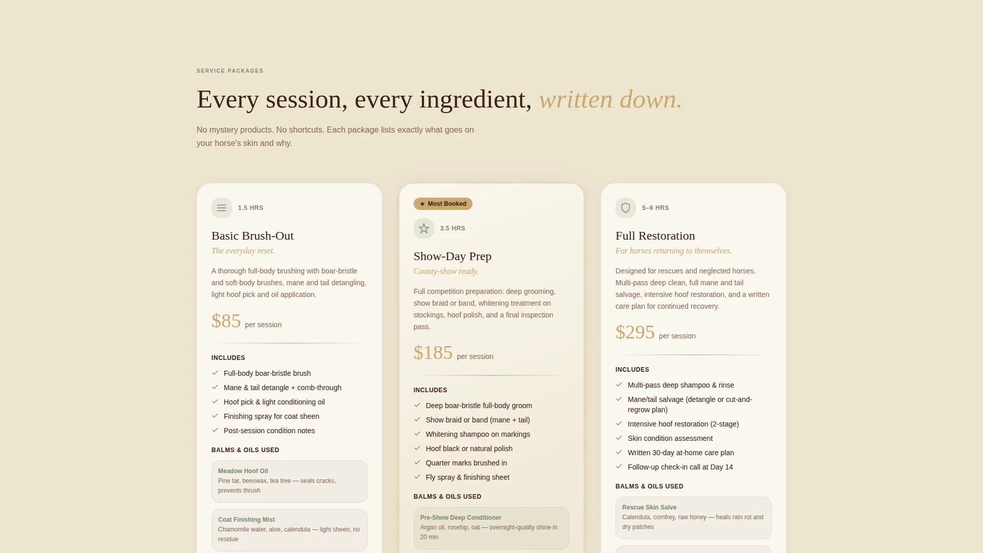 Earthy Horse Grooming Service Landing Page Template