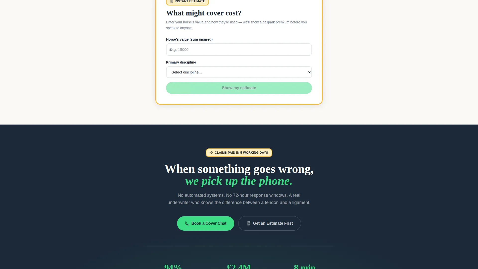 Horse Insurance Provider Landing Page Template